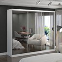 Ver imagem 1 de Guarda-Roupa Casal com Espelho 3 Portas de Correr 2 Gavetas MDF Espresso Móveis Branco