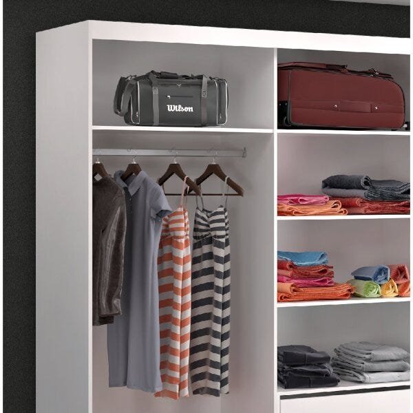 Guarda-Roupa Casal com Espelho 3 Portas de Correr 2 Gavetas