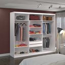 Ver imagem 2 de Guarda-Roupa Casal com Espelho 3 Portas de Correr 2 Gavetas MDF Espresso Móveis Branco