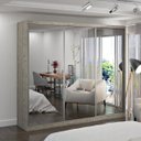 Ver imagem 1 de Guarda-Roupa Casal com Espelho 3 Portas de Correr 2 Gavetas MDFMM7318E3 Espresso Móveis Cinza/Demolição