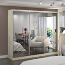 Ver imagem 1 de Guarda-Roupa Casal com Espelho 3 Portas de Correr 2 Gavetas MDFMM7318E3 Espresso Móveis Bege/Marfim Areia