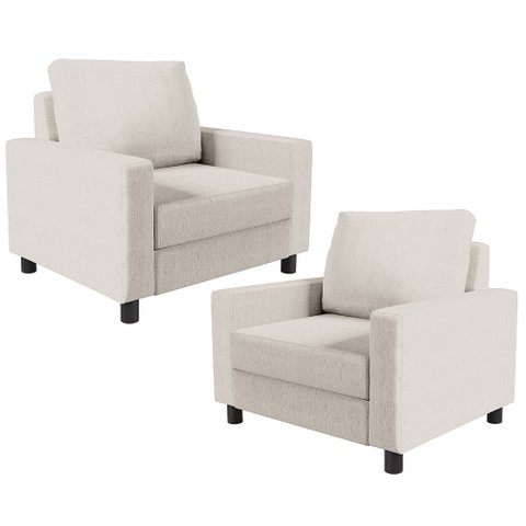 Kit 2 Poltronas Decorativas para e Recepção Malta L02 Linho Cru - Lyam Decor