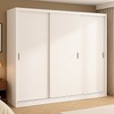 Ver imagem 1 de Guarda-Roupa Casal 3 Portas de Correr 2 Gavetas MDF Espresso Móveis Branco
