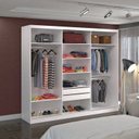 Ver imagem 2 de Guarda-Roupa Casal 3 Portas de Correr 2 Gavetas MDF Espresso Móveis Branco
