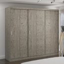 Ver imagem 1 de Guarda-Roupa Casal 3 Portas de Correr 2 Gavetas MDFMM7320 Espresso Móveis Cinza/Demolição