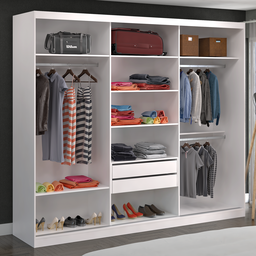 Guarda-Roupa Casal 1 Espelho 3 Portas de Correr 2 Gavetas MDFMM7320E1 Espresso Móveis Branco - 9