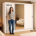 Ver imagem 4 de Guarda-Roupa Casal 1 Espelho 3 Portas de Correr 2 Gavetas MDF Espresso Móveis Branco