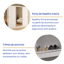 Ver imagem 6 de Guarda-Roupa Casal 1 Espelho 3 Portas de Correr 2 Gavetas MDF Espresso Móveis Branco