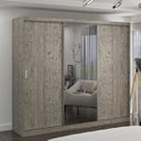 Ver imagem 1 de Guarda-Roupa Casal 1 Espelho 3 Portas de Correr 2 Gavetas MDFMM7320E1 Espresso Móveis Cinza/Demolição