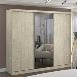Guarda-Roupa Casal 1 Espelho 3 Portas de Correr 2 Gavetas MDFmm7320E1 Espresso Móveis - 1