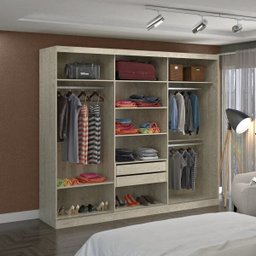 Guarda-Roupa Casal 1 Espelho 3 Portas de Correr 2 Gavetas MDFmm7320E1 Espresso Móveis - 2