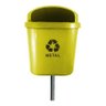 Cesto Individual Lixeira Coleta Seletiva 40 Litros Com Poste:Amarelo - 9