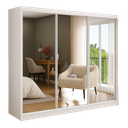 Ver imagem 2 de Guarda-Roupa Casal com Espelho 3 Portas de Correr 2 Gavetas MDF Espresso Móveis Branco