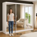 Ver imagem 4 de Guarda-Roupa Casal com Espelho 3 Portas de Correr 2 Gavetas MDF Espresso Móveis Branco