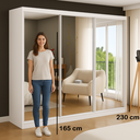 Ver imagem 4 de Guarda-Roupa Casal com Espelho 3 Portas de Correr 2 Gavetas MDFMM7320E3 Espresso Móveis Branco
