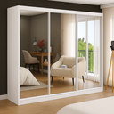 Ver imagem 1 de Guarda-Roupa Casal com Espelho 3 Portas de Correr 2 Gavetas MDFMM7320E3 Espresso Móveis Branco