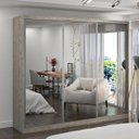 Ver imagem 1 de Guarda-Roupa Casal com Espelho 3 Portas de Correr 2 Gavetas MDFMM7320E3 Espresso Móveis Cinza/Demolição