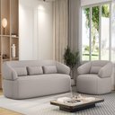Ver imagem 1 de Conjunto Poltrona e Sofá Living Orgânico Duomo 1,80m Veludo Just Time