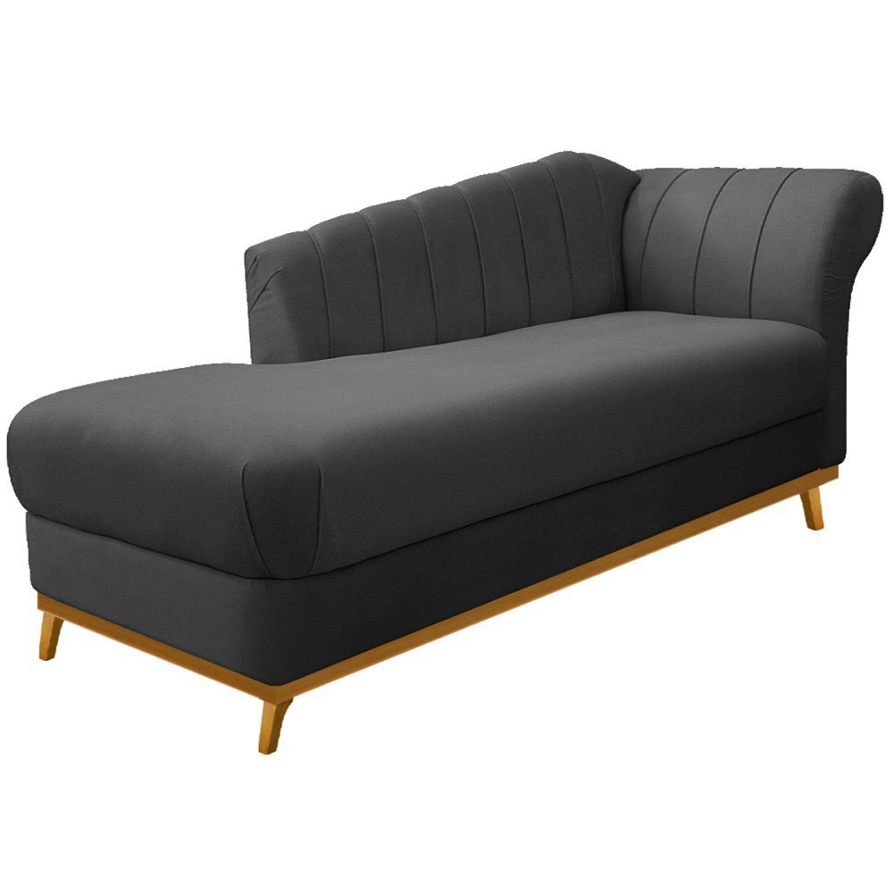 Diva Recamier Vanessa 160cm Lado Esquerdo Linho Cinza Escuro - Amarena Móveis