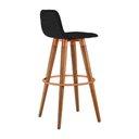 Ver imagem 4 de Kit 3 Banquetas Altas Luxo Versatil Aço Cobre Linho Preto Base Carvalho