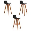 Ver imagem 2 de Kit 3 Banquetas Altas Luxo Versatil Aço Cobre Linho Preto Base Carvalho