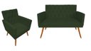 Ver imagem 1 de Kit Namoradeira + 1 Poltrona Decorativa Nina Capitonê Suede Verde Pés Madeira Mz Decor