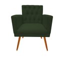 Ver imagem 3 de Kit Namoradeira + 1 Poltrona Decorativa Nina Capitonê Suede Verde Pés Madeira Mz Decor