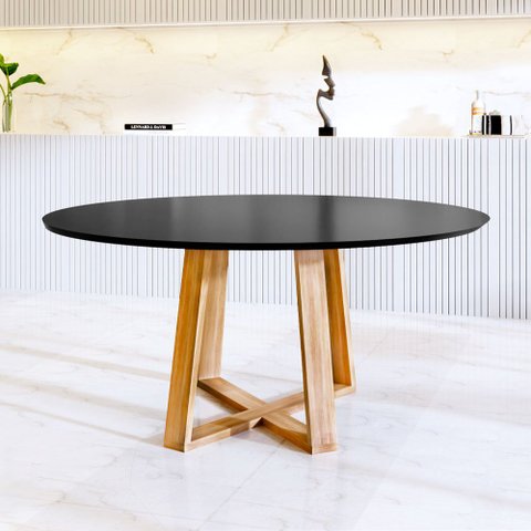 Mesa Jantar Redonda Lívia 110cm - Preta