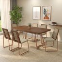 Ver imagem 1 de Conjunto Sala de Jantar Alicante 6 Lugares Tampo em MDF Rosê 170cm Móveis Carraro