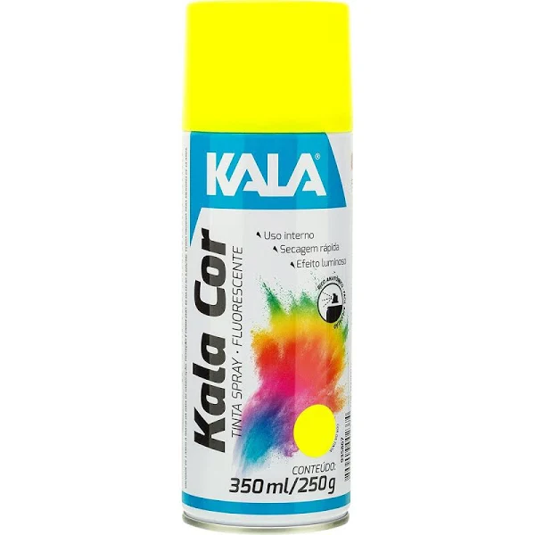 Tinta spray fluorescente amarela kala cor 350ml \ 250g
