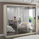 Ver imagem 1 de Guarda-Roupa Casal com Espelho 3 Portas de Correr 2 Gavetas MDFMM7320E3 Espresso Móveis Bege/Marfim Areia