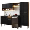 Ver imagem 3 de Armário de Cozinha Compacta 229cm com Pia Rustic/Preto Emilly Madesa 10