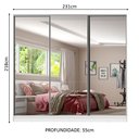 Ver imagem 3 de Guarda-Roupa Casal 100% MDF Madesa Royale 3 Portas de Correr de Espelho Branco Cor:Branco