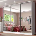 Ver imagem 1 de Guarda-Roupa Casal 100% MDF Madesa Royale 3 Portas de Correr de Espelho Branco Cor:Branco
