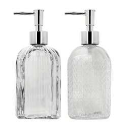 Kit Banheiro Porta Sabonete Líquido Vidro Clear 500ml 2pç - 1 Kit Banheiro Porta Sabonete Líquido Vidro Clear 500ml 2pç - 1