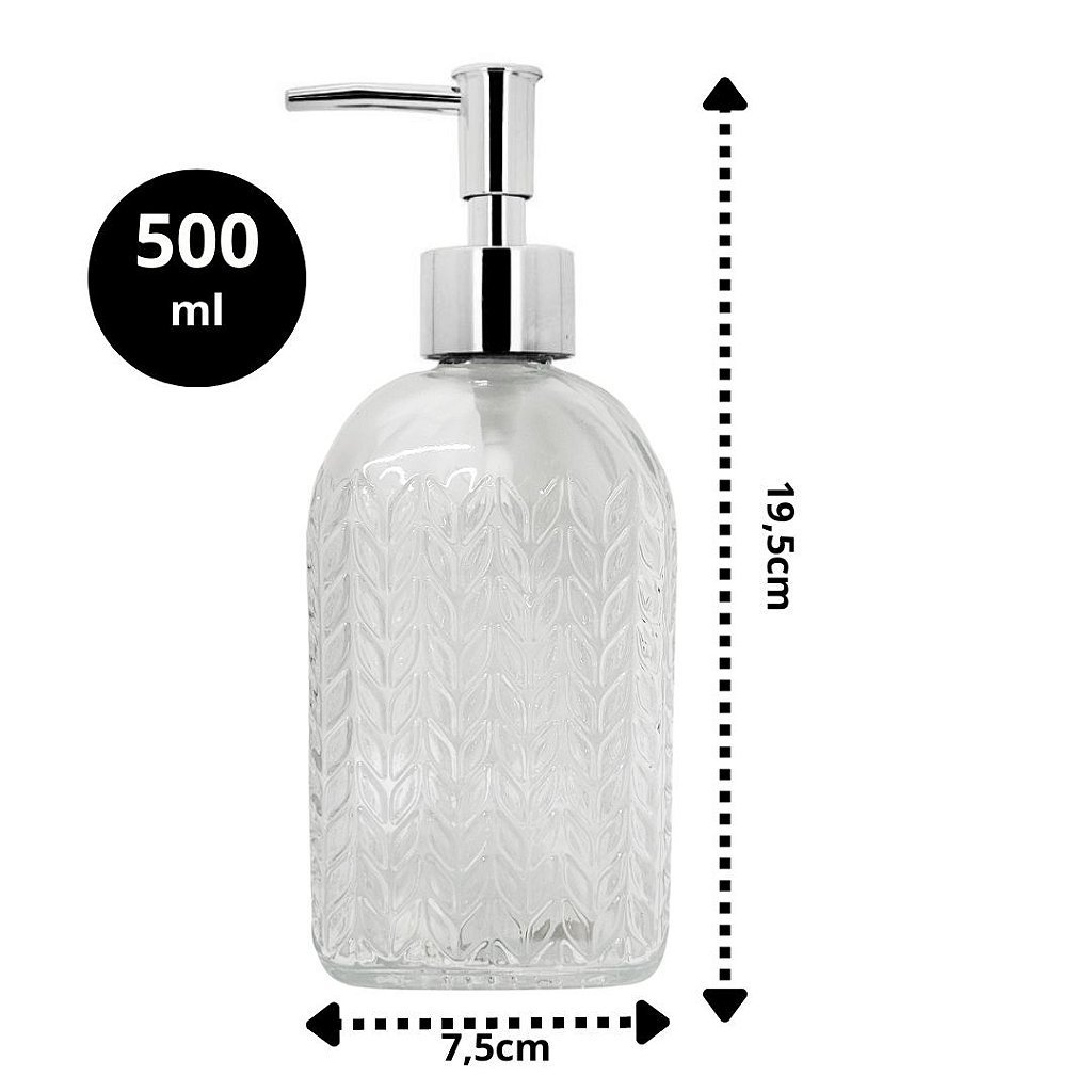 Kit Banheiro Porta Sabonete Líquido Vidro Clear 500ml 2pç - 4