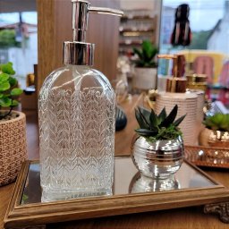 Kit Banheiro Porta Sabonete Líquido Vidro Clear 500ml 2pç - 5 Kit Banheiro Porta Sabonete Líquido Vidro Clear 500ml 2pç - 5