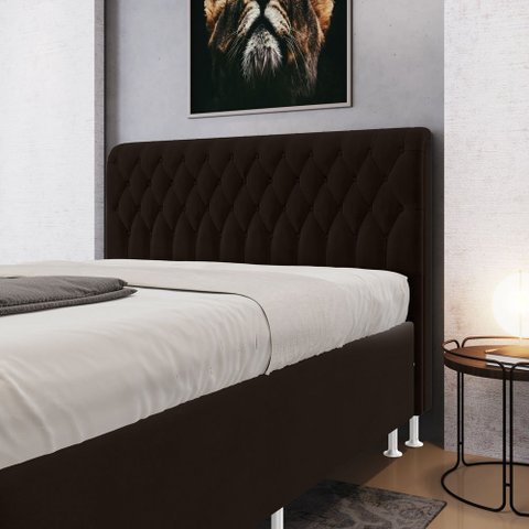 Cabeceira Estofada Bellatrix 195 para Cama King Sued Marrom Aradecor