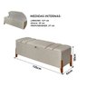 Recamier Baú Retro Pés Madeira Casal Roma 130cm Sapateira Moveis House Bege - 7