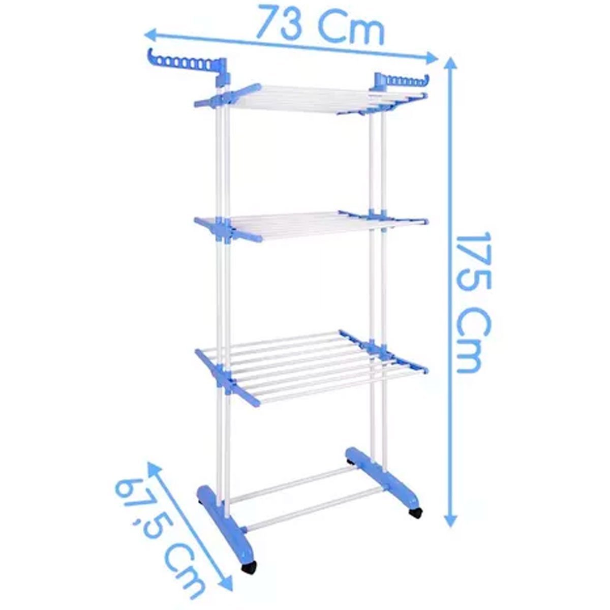 Varal de Chão 3 Andares Retrátil Dobrável Aço Inox com Rodas - 7