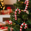 Ver imagem 3 de Pendente Bengala Natalina Enfeite Árvore Natal 14cm Kit 3pçs