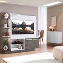 Ver imagem 1 de Rack com Painel para Tv até 55 Polegadas e Aparador 3 Portas Multimóveis Mp1097 Branco/lacca Fumê
