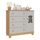 Ver imagem 2 de Cômoda Infantil 95cm 1 Porta com Vidro e 4 Gavetas Fofura Multimóveis Mp4484 Madeirado/off White