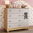 Ver imagem 1 de Cômoda Infantil 95cm 1 Porta com Vidro e 4 Gavetas Fofura Multimóveis Mp4484 Madeirado/off White