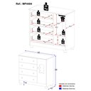 Ver imagem 4 de Cômoda Infantil 95cm 1 Porta com Vidro e 4 Gavetas Fofura Multimóveis Mp4484 Madeirado/off White