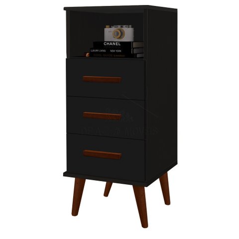 Multi Buffet aparador Balcão Pará retrô 3 gavetas alto cor Preto fosco PASSE BEM BRANCO / PRETO / MA