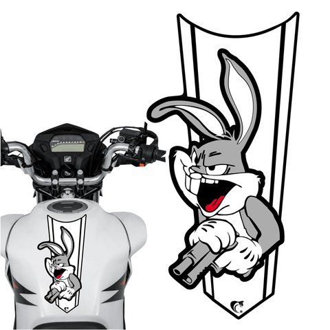 Adesivo Faixa Gravata sem Resina Pernalonga Branco Teu Adesivo Adesivo Faixa Gravata sem Resina Moto