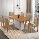 Ver imagem 1 de Mesa de Jantar Diane 180cm Tampo Mdf Laminado com 6 Cadeiras Eloise Moderna Mobília