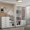 Ver imagem 2 de Guarda-roupa Solteiro Mason 4 Portas 2 Gavetas e Espelho com Cômoda 2 Portas 5 Gavetas Branco - Pano