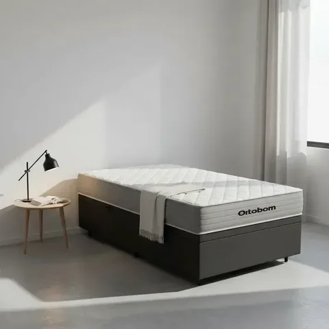 Cama Box Baú com Colchão de Molas Ensacadas Ortobom One Face Plenno Superpocket Solteiro 88cm